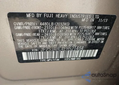 2014 Subaru Forester 2.5I Limited z USA, uszkodzony, nr VIN JF2SJAHC4EH521484